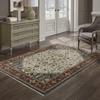 HomeRoots 508037 10 x 13 ft. Ivory Beige Red Blue Gold Green & Navy Oriental Power Loom Stain Resistant Rectangle Area Rug with Fringe view 2