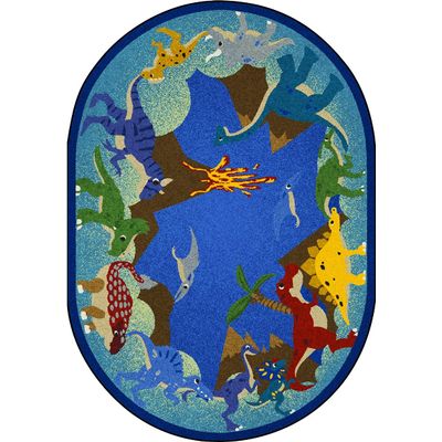 7 ft. 8 in. x 10 ft. 9 in. Dino Parade Children Oval Rug Multi Color