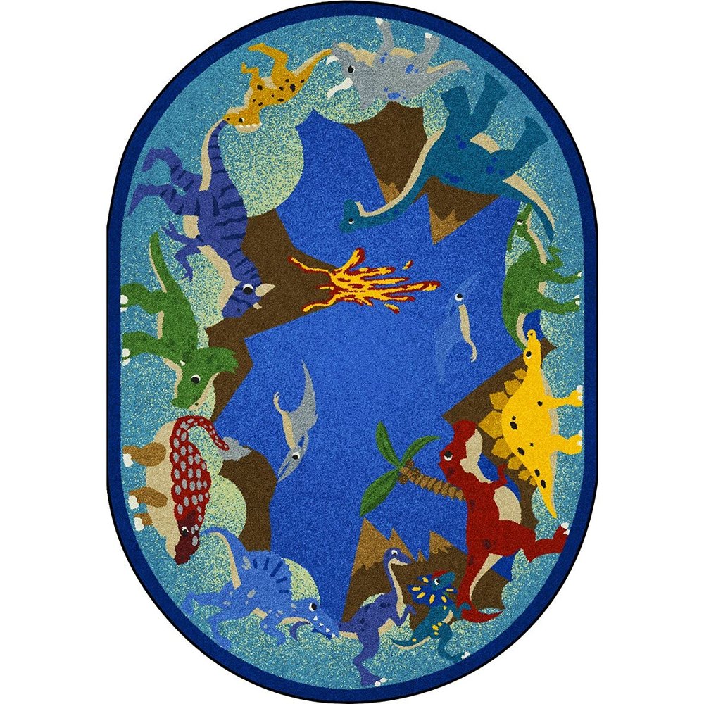 7 ft. 8 in. x 10 ft. 9 in. Dino Parade Children Oval Rug Multi Color