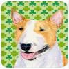 212 Main Bull Terrier St. Patricks Day Shamrock Portrait Glass Cutting Board - Large view 1