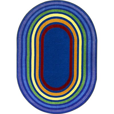 7 ft. 8 in. x 10 ft. 9 in. Rainbow Rings Children Oval Rug Multi Color