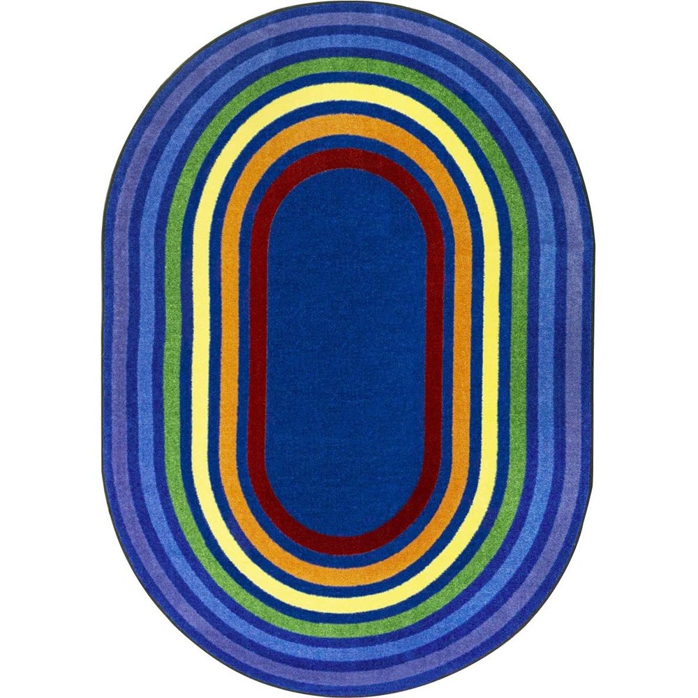 7 ft. 8 in. x 10 ft. 9 in. Rainbow Rings Children Oval Rug Multi Color