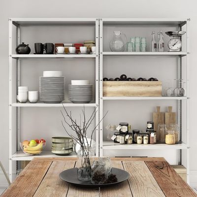 212 Main 35.4 x 12 x 68 in. White 5-Tier Freestanding Decorative Shelving Unit