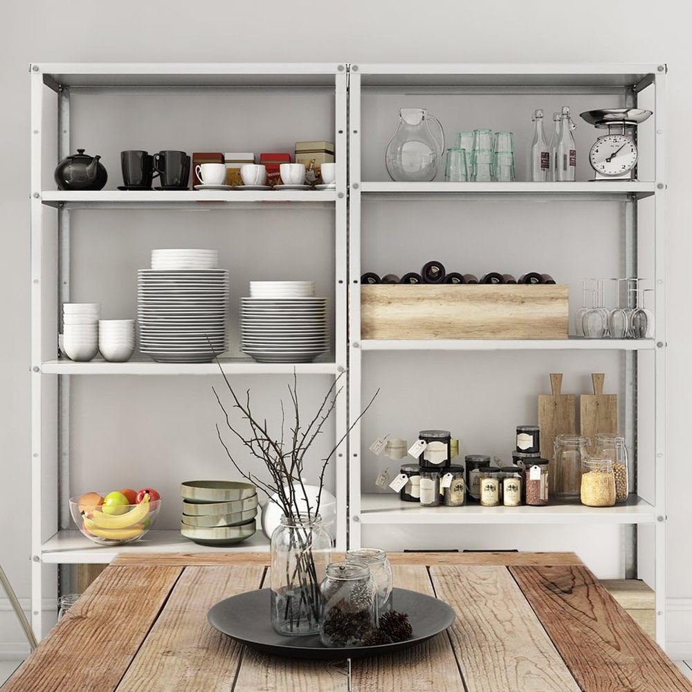 212 Main 35.4 x 12 x 68 in. White 5-Tier Freestanding Decorative Shelving Unit
