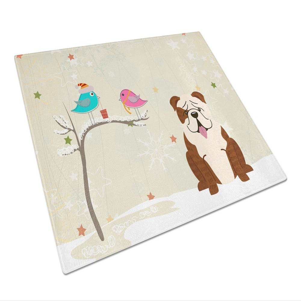 212 Main Between Friends English Bulldog Brindle White Glass Cutting Board - Large