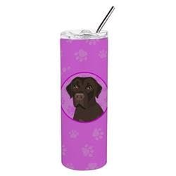 212 Main 8.25 x 3 in. Unisex Labrador Retriever Chocolate No.1 Stainless Steel 20 oz Skinny Tumbler Pink
