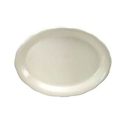 212 Main 9.87 x 7.37 in. Cream White Scalloped Edge Oval Platter