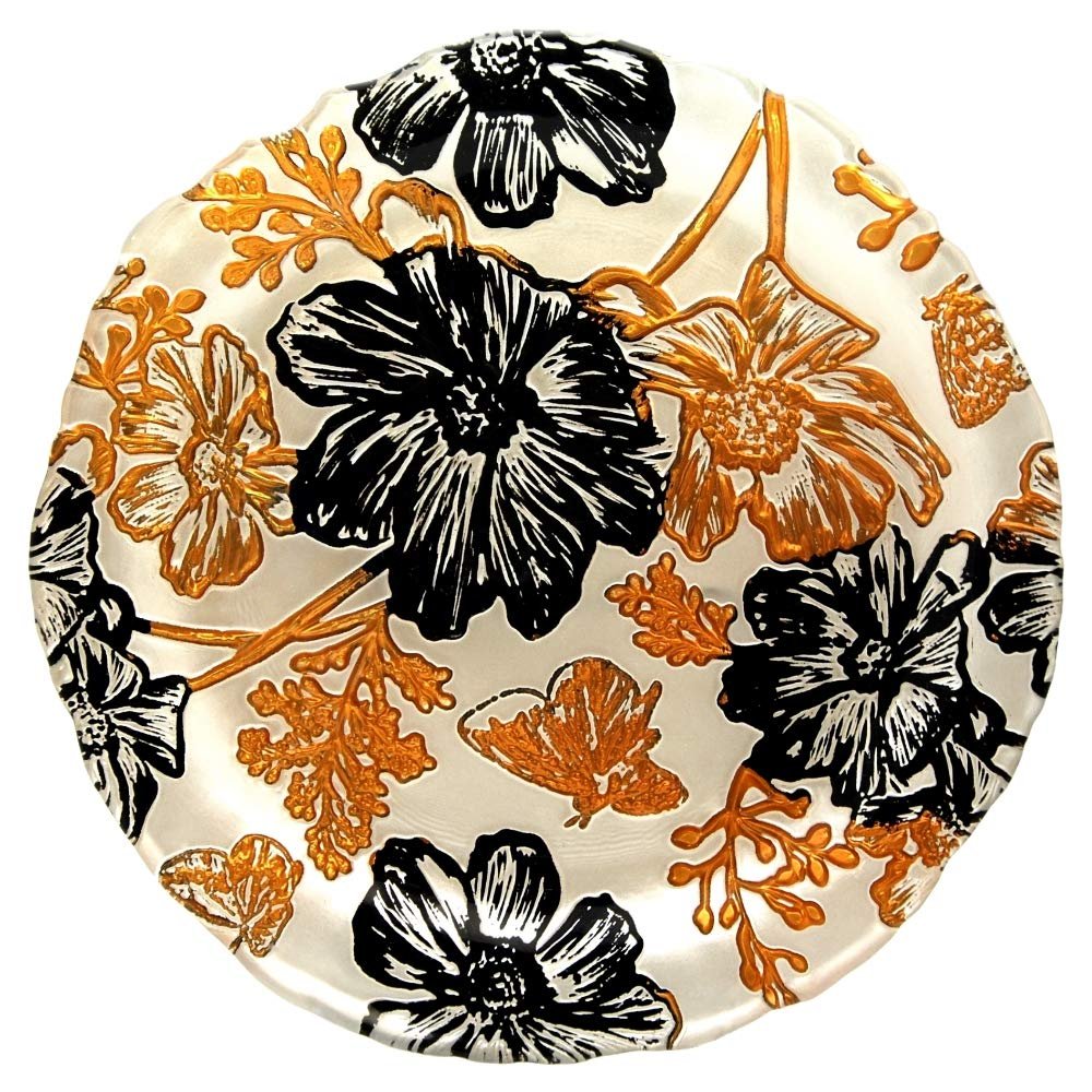 212 Main Papillon Side Plates Cream Gold & Black - Set of 4