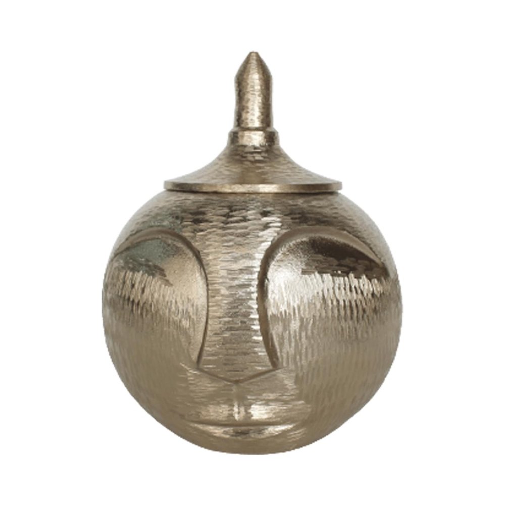 212 Main 13 in. Metal Face Jar with Lid Champagne