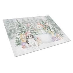 212 Main 15 x 12 in. Unisex English Springer Spaniel Black & White with Christmas Presents Glass Cutting Board Multi Color - Large