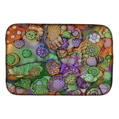 212 Main Abstract in Purple Green & Orange Dish Drying Mat