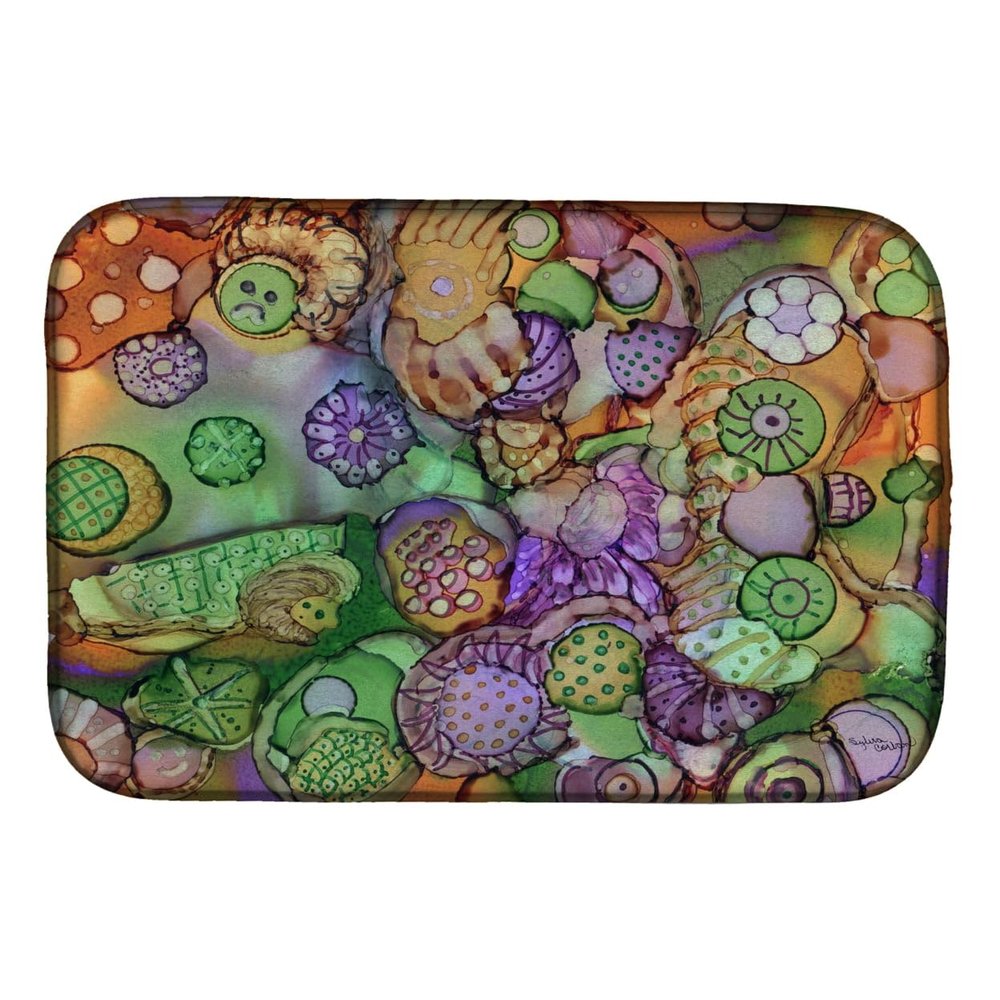 212 Main Abstract in Purple Green & Orange Dish Drying Mat