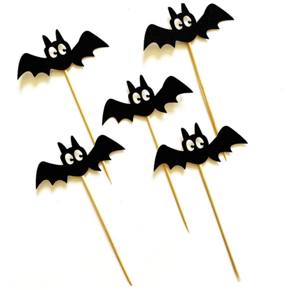 Holibanna Vivid Bat Cake Decorations 15pcs Bat Shaped Cupcake Picks for Halloween Kids Birthday