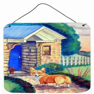 Pembroke Corgi at The Cottage Aluminium Metal Wall Or Door Hanging Prints