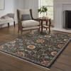 HomeRoots 507971 5 x 8 ft. Blue Red Ivory & Gold Oriental Power Loom Stain Resistant Rectangle Area Rug with Fringe view 2