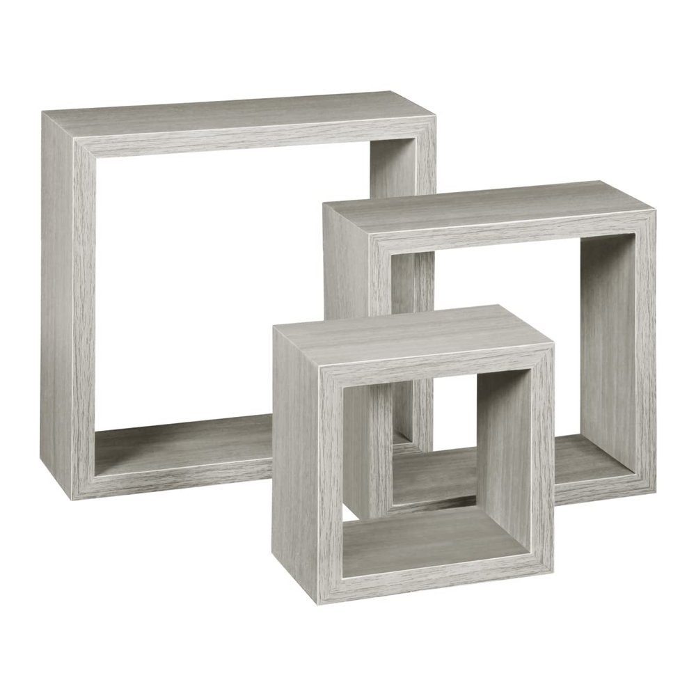 212 Main Soho Wall Shelf Set Weathered Grey - 3 Piece