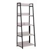 HomeRoots 486298 67 in. Natural & Black Metal Five Tier Ladder Bookcase view 1