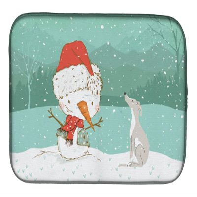 212 Main Italian Greyhound Snowman Christmas Dish Drying Mat