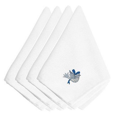 212 Main Christmas Blue & Silver Dove Embroidered Napkins - Blue & Silver - 20in. H x 0.1in. W x 20in. L