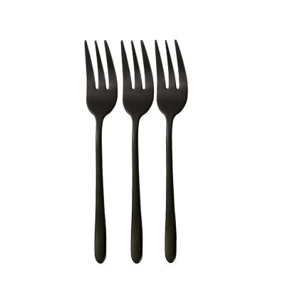 3/6/12Pcs Gold Fruit Fork Stainless Steel Coffee Tea Fork Set Ice Cream Cake Dessert Mini Forks Party Sliverware Black Cutlery (Size : 3Pcs Black)