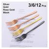 3/6/12Pcs Gold Fruit Fork Stainless Steel Coffee Tea Fork Set Ice Cream Cake Dessert Mini Forks Party Sliverware Black Cutlery (Size : 3Pcs Black) view 2