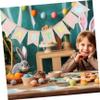 Holibanna Easter Decorations Rabbit Latte Art Banner 3 Meters Burlap Pennant Flags Random Color view 2