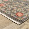 HomeRoots 509279 6 x 9 ft. Gray Salmon Pink Gold Blue Rust Deep Blue Ivory & Green Oriental Power Loom Stain Resistant Rectangle Area Rug with Fringe view 2