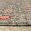 HomeRoots 509279 6 x 9 ft. Gray Salmon Pink Gold Blue Rust Deep Blue Ivory & Green Oriental Power Loom Stain Resistant Rectangle Area Rug with Fringe view 3
