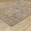 HomeRoots 509279 6 x 9 ft. Gray Salmon Pink Gold Blue Rust Deep Blue Ivory & Green Oriental Power Loom Stain Resistant Rectangle Area Rug with Fringe view 4