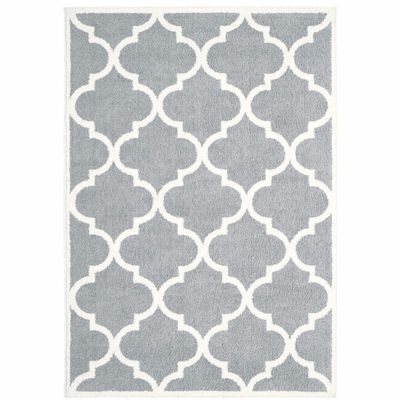 HomeRoots 509903 8 x 11 ft. Gray & Ivory Geometric Shag Power Loom Stain Resistant Rectangle Area Rug