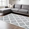 HomeRoots 509903 8 x 11 ft. Gray & Ivory Geometric Shag Power Loom Stain Resistant Rectangle Area Rug view 2
