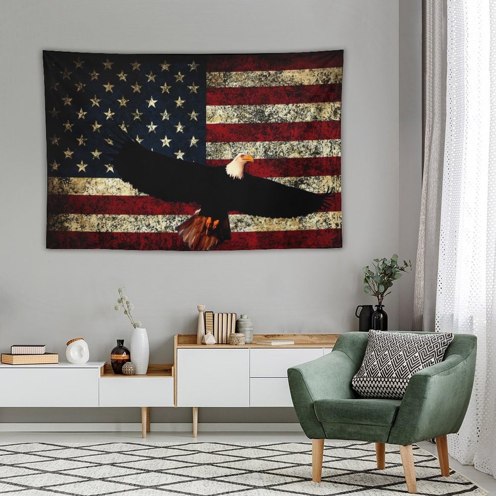 Bald Eagle USA Flag Tapestry,Funny Bedroom Home Wall Tapestries for College Dorm Wall Decoration Tapestry Hanging 40"x60"inch