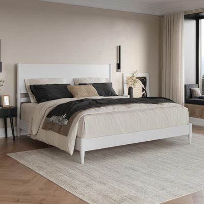 AFI, Pasadena King Solid Wood Low Profile Platform Bed, White