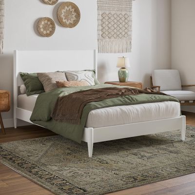 AFI, Pasadena Full Solid Wood Low Profile Platform Bed, White