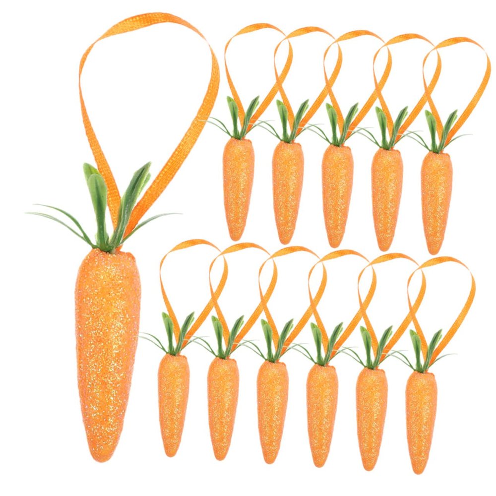 12 Pcs Glittering Artificial Carrot Ornaments for Easter Decorations for Spring Home Decor Party Crafts and Festive Celebrations