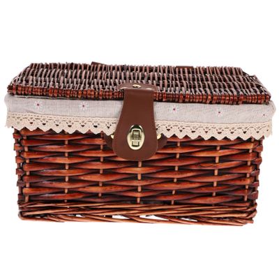 Lidded Rattan Storage Basket Toilet Storage Bedroom Accessories Organizers and