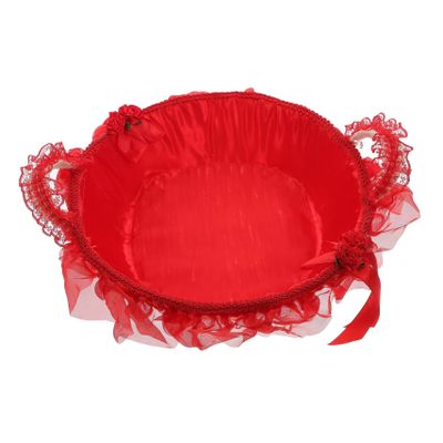 COLLBATH Wedding Flower Girl Basket Rattan and Lace Design Decorative Storage for Petals Candies and More for Weddings and Celebrations