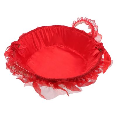 MERRYHAPY Wedding Flower Basket for Flower Girl Elegant Rattan and Lace Design for Petals Candies and Home Decor Versatile Storage Basket for Weddings and Celebrations