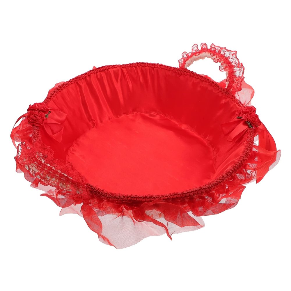 MERRYHAPY Wedding Flower Basket for Flower Girl Elegant Rattan and Lace Design for Petals Candies and Home Decor Versatile Storage Basket for Weddings and Celebrations