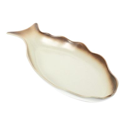FELTECHELECTR Japanese Style Ceramic Fish Plate Large Porcelain Dish for Home Use for Desserts Snacks and Family Gatherings Easy to Clean Elegant Design