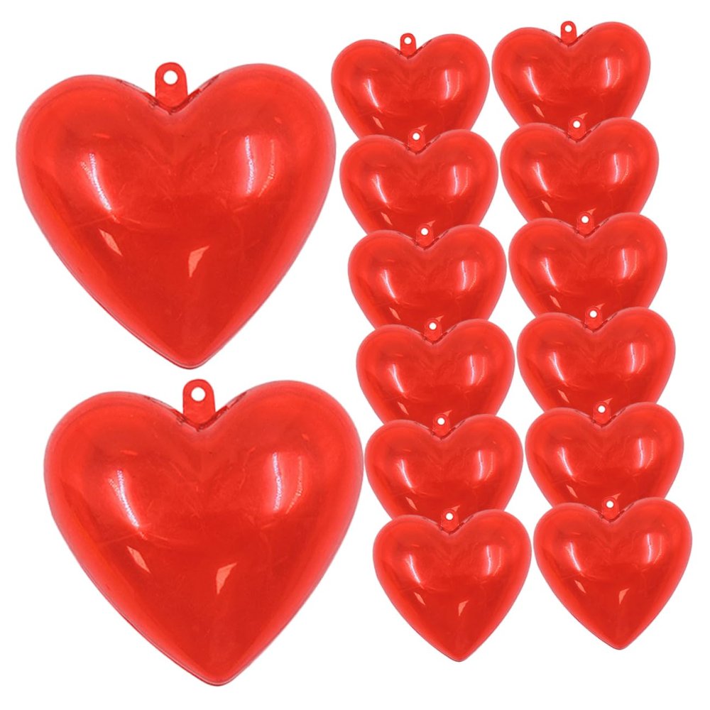 BIUDECO Fillable Heart Ball DIY Ornament Balls for Wedding Christmas Red Fillable Heart Shape Box Poinsettia Garland Lights