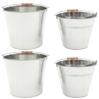 2pcs Metal Ash Bucket Grease Bucket for Metal with Lid Plant Containers Wood Handle Charcoal Holder Tin Iron Ash Can Milk Storage