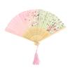 Amosfun 2pcs Pink Handheld Fans Portable Folding Fan Simulated Silk Tassel for Dance Party view 1