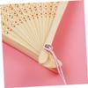 Amosfun 2pcs Pink Handheld Fans Portable Folding Fan Simulated Silk Tassel for Dance Party view 2