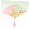 Amosfun 2pcs Pink Handheld Fans Portable Folding Fan Simulated Silk Tassel for Dance Party view 4