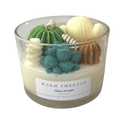 Cactus Candle, Handmade Organic Soy Wax Scented Candle, Succulent Garden Candle Housewarming Gift, Birthday gift, Thank you gift, Valentines gift (Macintosh Apple, 16 oz)