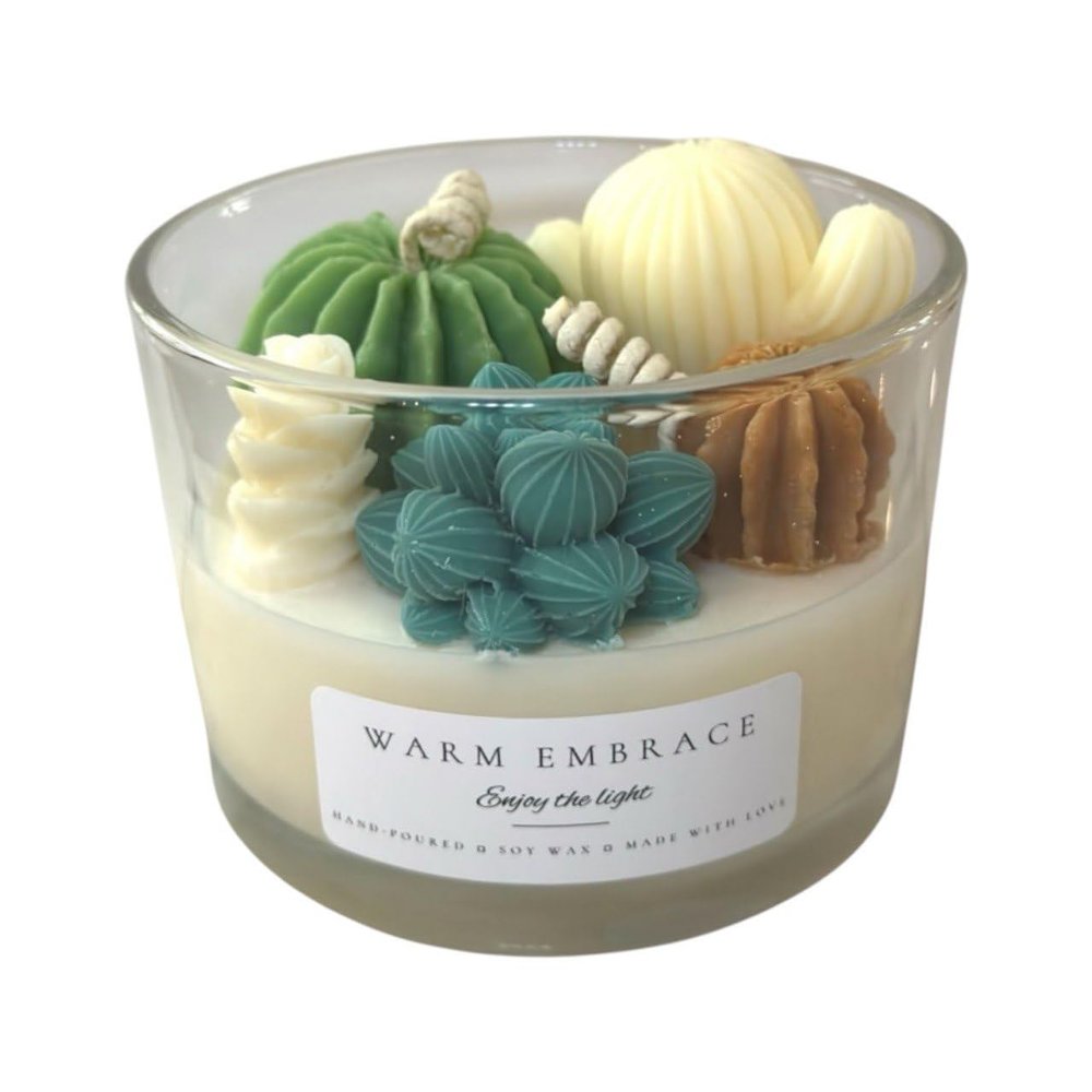 Cactus Candle, Handmade Organic Soy Wax Scented Candle, Succulent Garden Candle Housewarming Gift, Birthday gift, Thank you gift, Valentines gift (Macintosh Apple, 16 oz)