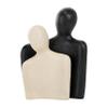 Deco 79 Paper Mache People Decorative Sculpture Nesting Home Decor Statues with Black Accent Piece, Set of 2 Accent Figurines 12", 9"H, Cream view 1