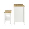 Modway Garland 3-Piece Small Kitchen Island Set with Seating and Pull-Out Table in Oak White - Freestanding Small Space Modern Farmhouse Kitchen Cart with 2 Stools and Kitchen Cabinet Storage view 3