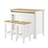 Modway Garland 3-Piece Small Kitchen Island Set with Seating and Pull-Out Table in Oak White - Freestanding Small Space Modern Farmhouse Kitchen Cart with 2 Stools and Kitchen Cabinet Storage view 4